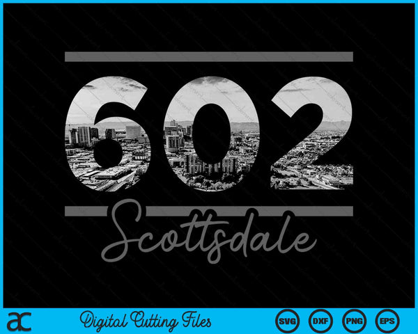 Scottsdale 602 Area Code Skyline Arizona Vintage SVG PNG Digital Cutting Files