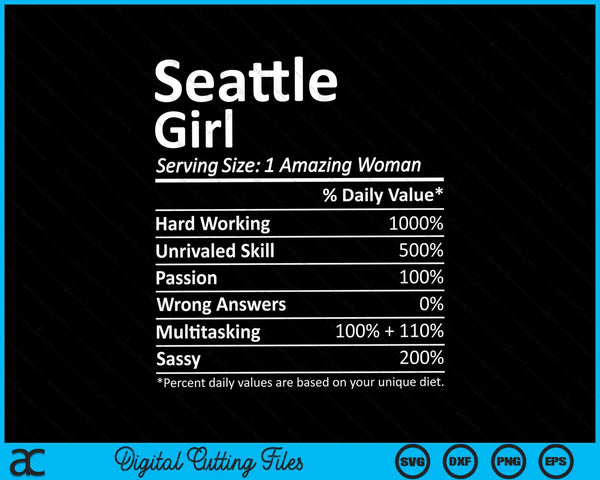 Seattle Girl WA Washington State Funny City Home Roots SVG PNG Cutting Printable Files