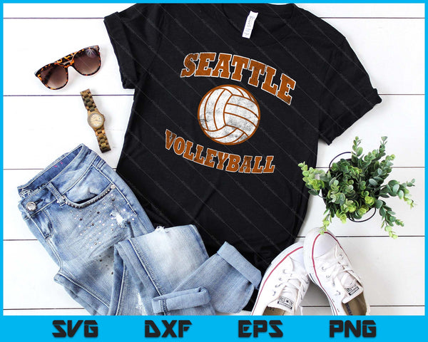 Seattle Volleyball Vintage Distressed SVG PNG Digital Cutting Files