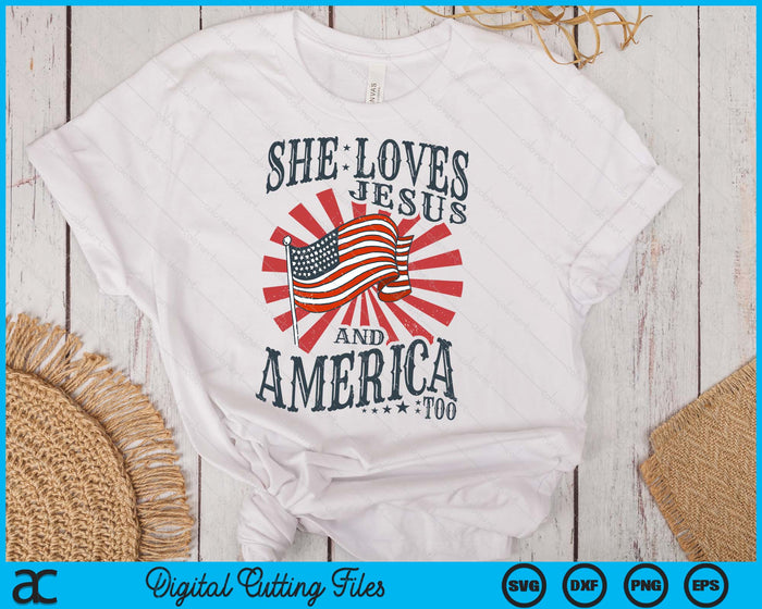 She Loves Jesus And America Too Christian 4th July SVG PNG Digital Cutting Files She Loves Jesus And America Too Christian 4th July SVG PNG Digital Cutting Files