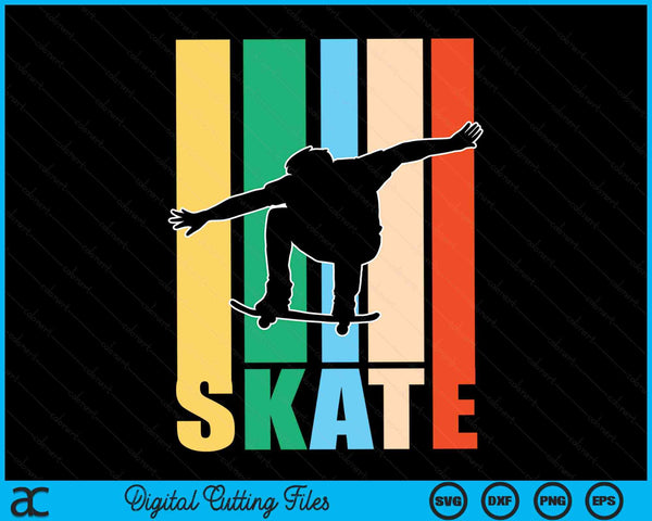 Skateboarder Retro Vintage Skateboarding SVG PNG Digital Cutting Files