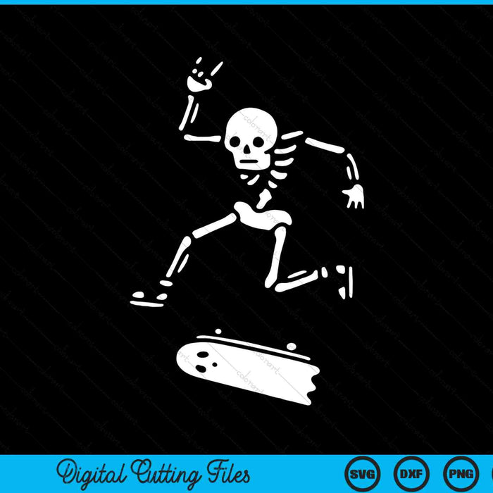 Monopatín esqueleto disfraz de Halloween SVG PNG archivos de corte digital Monopatín esqueleto disfraz de Halloween SVG PNG archivos de corte digital