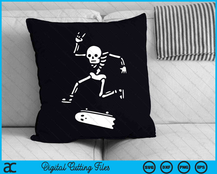 Monopatín esqueleto disfraz de Halloween SVG PNG archivos de corte digital Monopatín esqueleto disfraz de Halloween SVG PNG archivos de corte digital