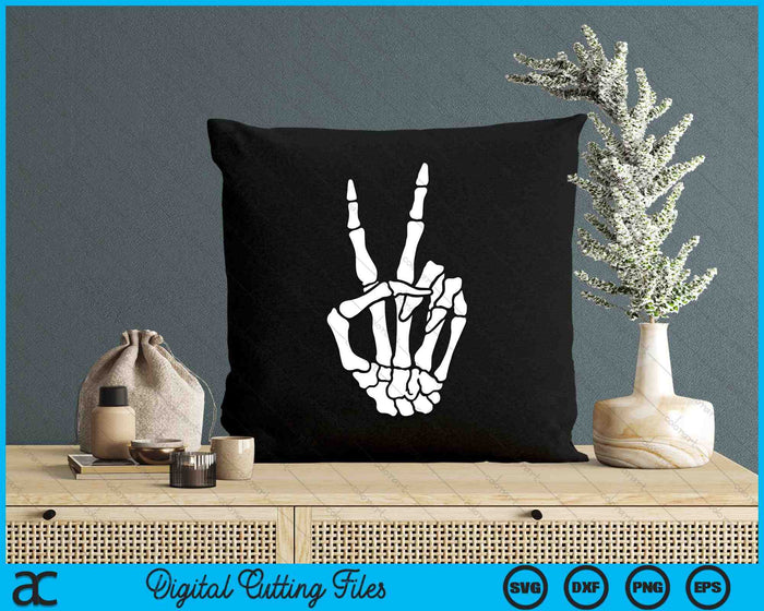 Esqueleto mano signo de paz fresco Halloween Hippie SVG PNG archivos de corte digital Esqueleto mano signo de paz fresco Halloween Hippie SVG PNG archivos de corte digital