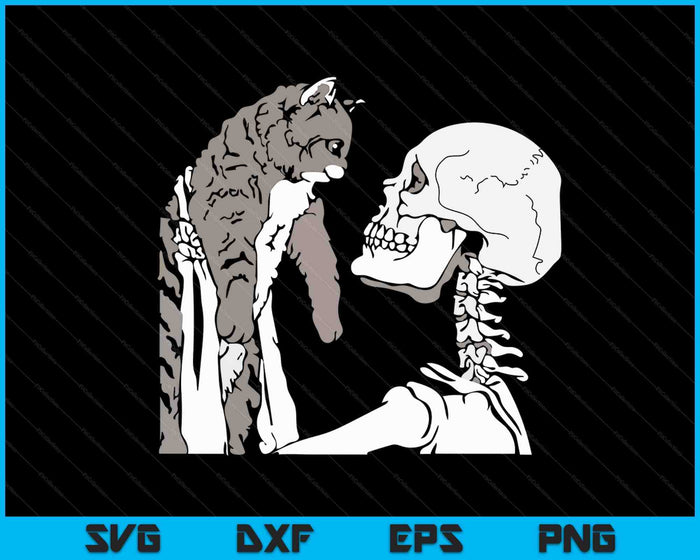 Esqueleto sosteniendo una camisa de gato perezoso disfraz de Halloween cráneo SVG PNG archivo de corte digital Esqueleto sosteniendo una camisa de gato perezoso disfraz de Halloween cráneo SVG PNG archivo de corte digital