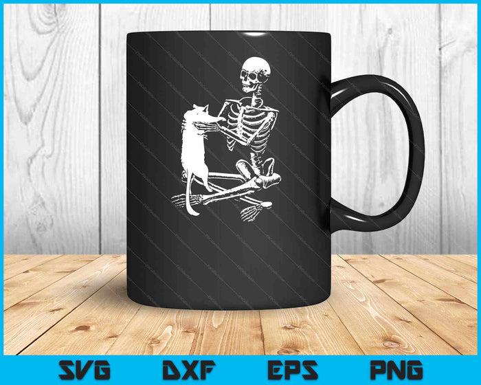 Esqueleto sosteniendo una camisa de gato perezoso disfraz de Halloween cráneo SVG PNG archivo de corte digital Esqueleto sosteniendo una camisa de gato perezoso disfraz de Halloween cráneo SVG PNG archivo de corte digital