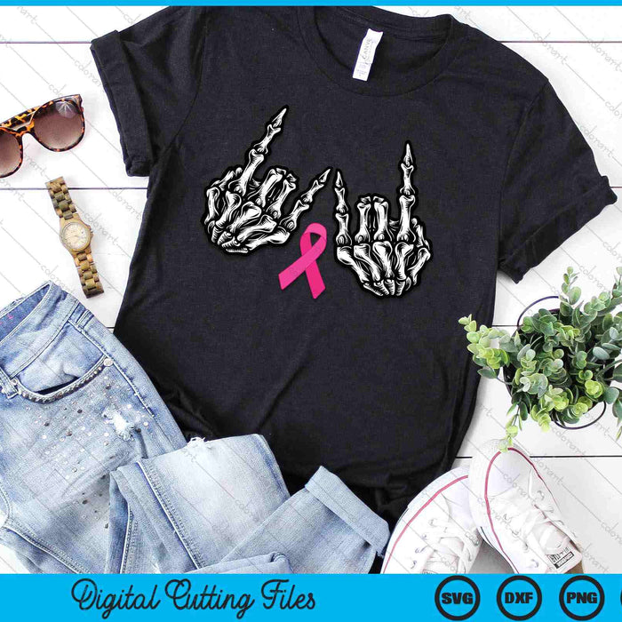 Skeleton Rock Hand Breast Cancer Awareness Cool Pink Ribbon SVG PNG Digital Cutting Files Skeleton Rock Hand Breast Cancer Awareness Cool Pink Ribbon SVG PNG Digital Cutting Files