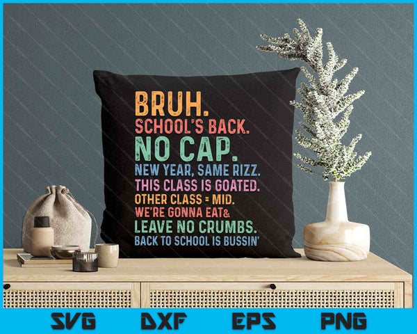 Skibidi Back To School’s Back No Cap Rizz Class Is Goated SVG PNG Digital Printable Files
