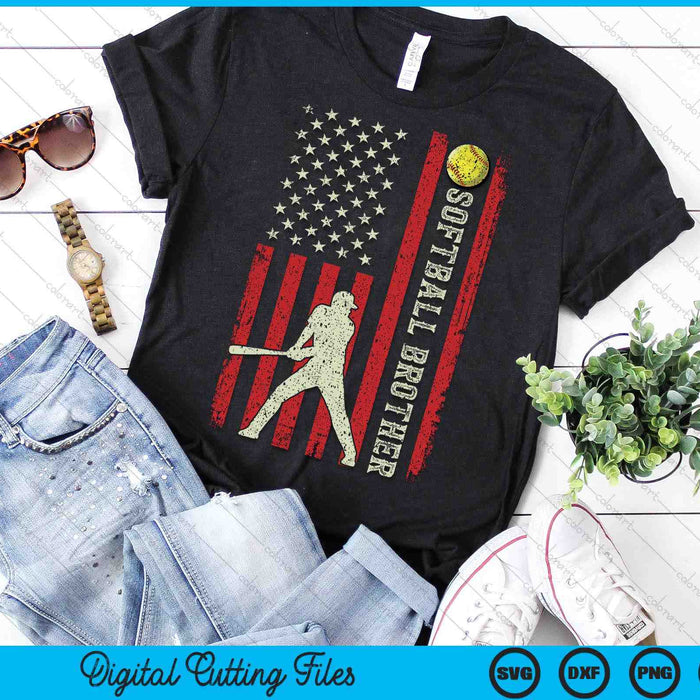 Softball Brother US Flag Gifts For Brother Men Patriotic SVG PNG Digital Printable Files Softball Brother US Flag Gifts For Brother Men Patriotic SVG PNG Digital Printable Files