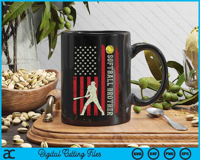 Softball Brother US Flag Gifts For Brother Men Patriotic SVG PNG Digital Printable Files Softball Brother US Flag Gifts For Brother Men Patriotic SVG PNG Digital Printable Files