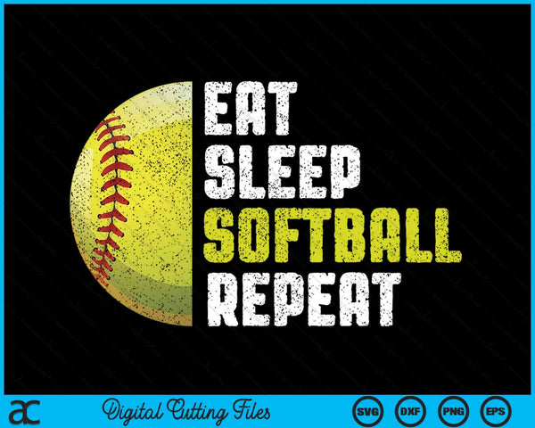 Softball Coach Eat Sleep Softball Repeat Softball SVG PNG Digital Cutting Files