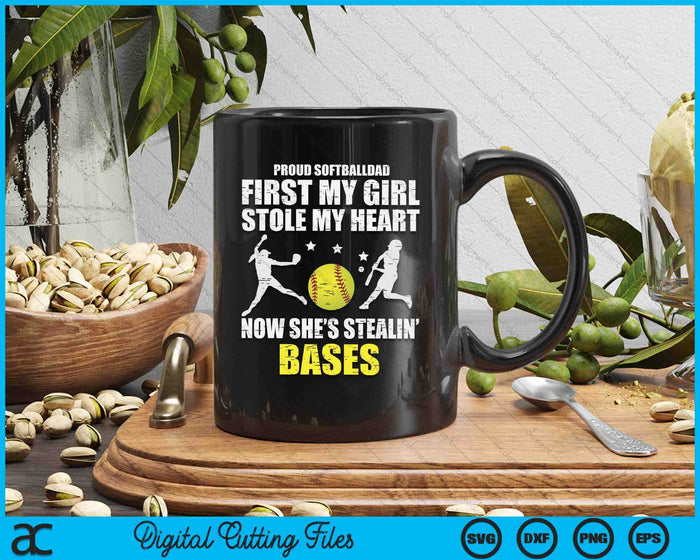 Softball Dad Girl Stole My Heart Stealing Bases SVG PNG Digital Printable Files Softball Dad Girl Stole My Heart Stealing Bases SVG PNG Digital Printable Files