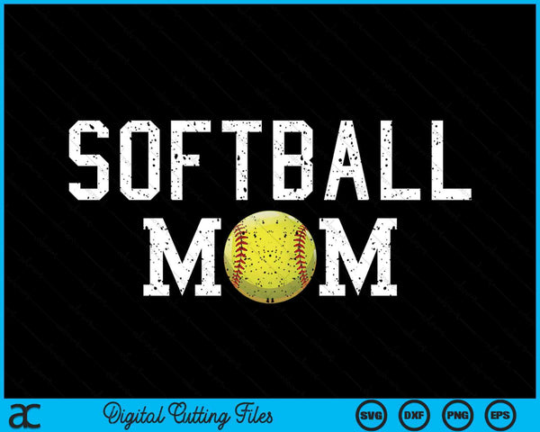 Softball Mama Clothing Retro Vintage Softball Mom SVG PNG Cutting Printable Files