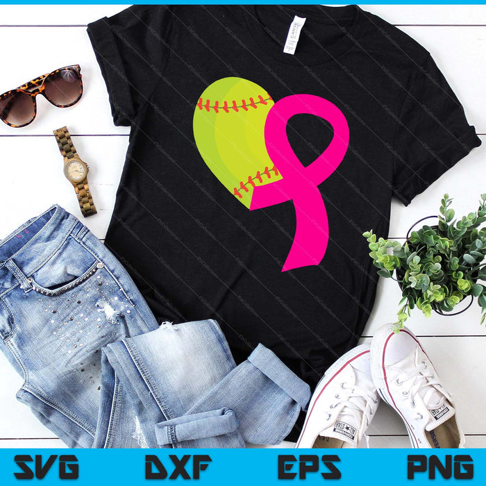 Softball Pink Ribbon Heart Cool Breast Cancer Awareness Gifts SVG PNG Cutting Printable Files Softball Pink Ribbon Heart Cool Breast Cancer Awareness Gifts SVG PNG Cutting Printable Files