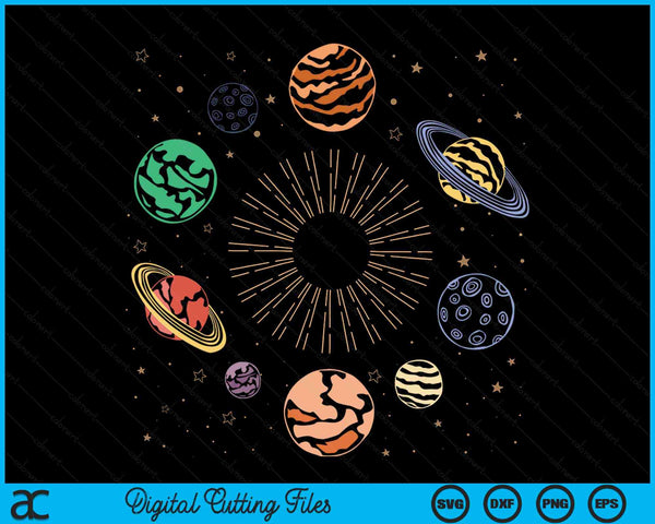 Solar System Planets Space Science Galaxy Astrology Universe SVG PNG Digital Printable Files