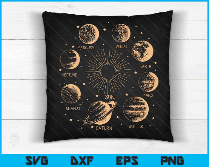 Solar System Planets Space Science Galaxy Astrology Universe SVG PNG Digital Cutting Files