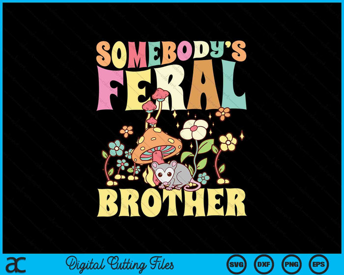Somebody's Feral Brother Opossum Wild Groovy Mushroom SVG PNG Digital Cutting Files