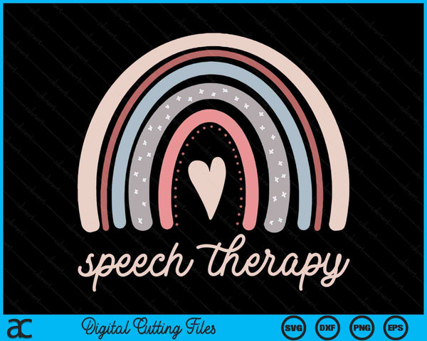 Speech Therapy Speech Language Pathologist SLP Boho Rainbow SVG PNG Digital Cutting Files