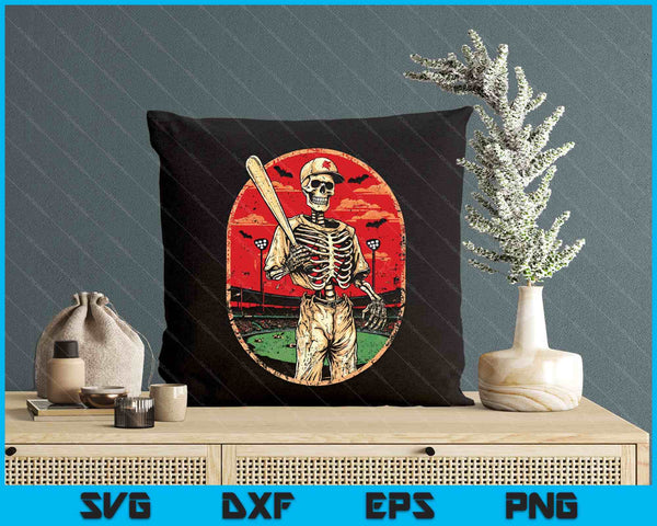 Spooky Creepy Vintage Baseball Skeleton Halloween SVG PNG Digital Printable Files