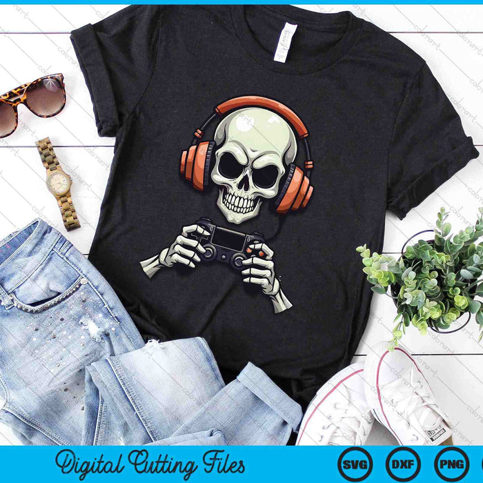 Spooky Skeleton Playing Video Games Halloween Day Gamer SVG PNG Digital Cutting Files Spooky Skeleton Playing Video Games Halloween Day Gamer SVG PNG Digital Cutting Files