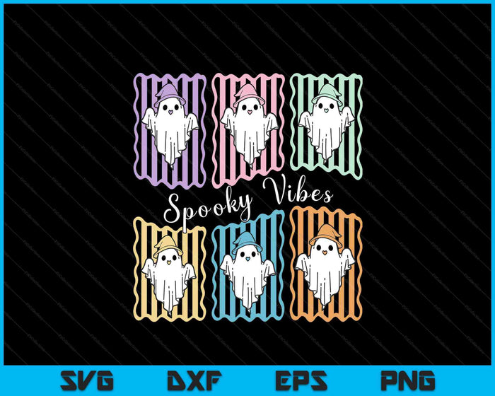 Spooky Vibes Cute Boo Ghost Trendy Halloween SVG PNG Digital Printable Files Spooky Vibes Cute Boo Ghost Trendy Halloween SVG PNG Digital Printable Files