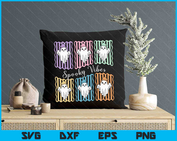 Spooky Vibes Cute Boo Ghost Trendy Halloween SVG PNG Digital Printable Files