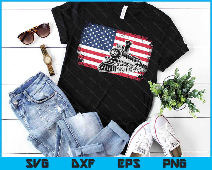 Steam Train Driver Trainspotting Locomotive American Flag SVG PNG Digital Printable Files Steam Train Driver Trainspotting Locomotive American Flag SVG PNG Digital Printable Files