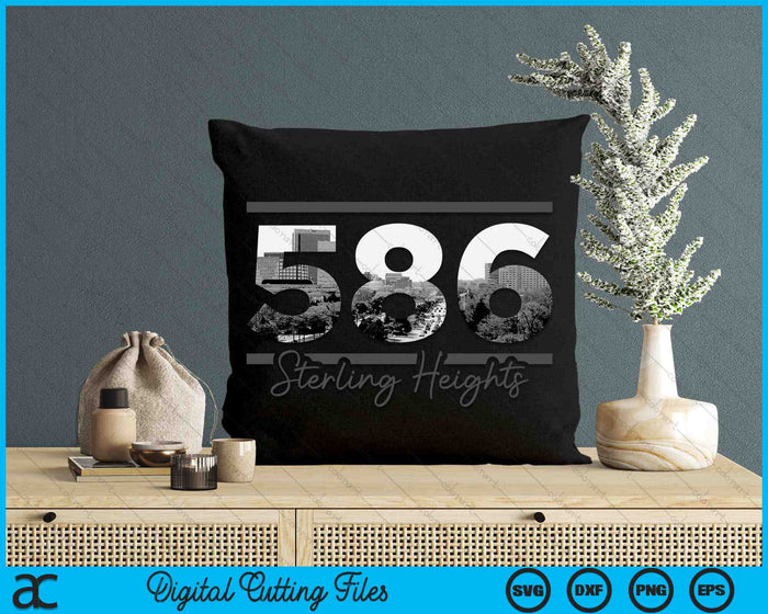 Sterling Heights 586 Area Code Skyline Michigan Vintage SVG PNG Digital Cutting Files
