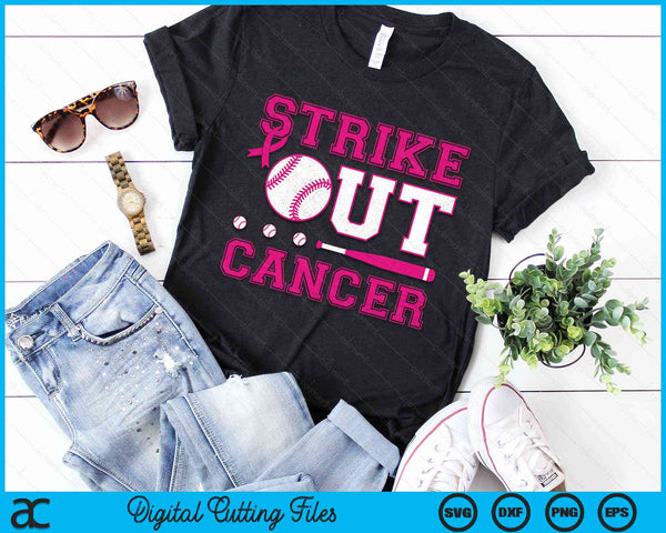 Strike Out Cancer Baseball Breast Cancer Awareness SVG PNG Digital Cutting File