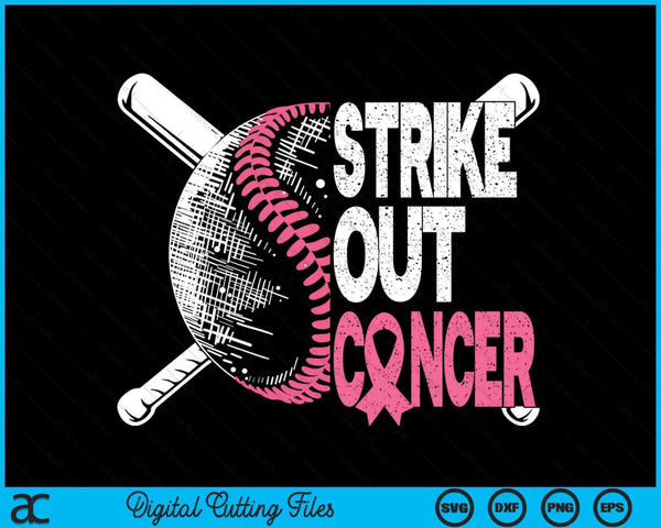 Strike Out Cancer Breast Cancer Awareness Baseball Warrior SVG PNG Digital Cutting Files