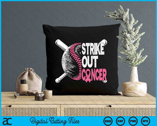 Strike Out Cancer Breast Cancer Awareness Baseball Warrior SVG PNG Digital Cutting Files
