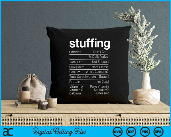 Stuffing Nutrition Facts Thanksgiving Nutrition Facts SVG PNG Digital Cutting Files
