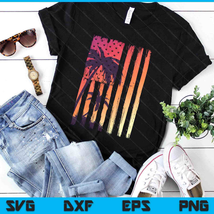 Summer Sunset Palm Trees American Flag Cool Spring Beach SVG PNG Digital Printable Files Summer Sunset Palm Trees American Flag Cool Spring Beach SVG PNG Digital Printable Files