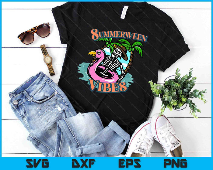 Summerween Vibes Skeleton Flamingo Float Summer Halloween SVG PNG Digital Cutting Files Summerween Vibes Skeleton Flamingo Float Summer Halloween SVG PNG Digital Cutting Files