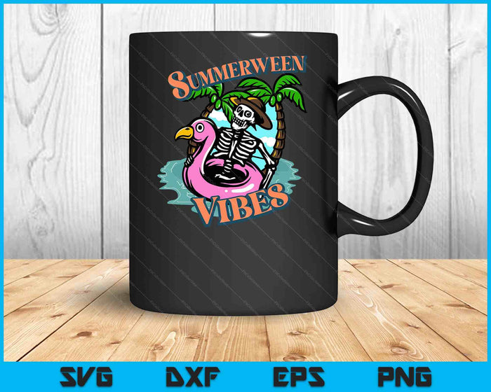 Summerween Vibes Skeleton Flamingo Float Summer Halloween SVG PNG Digital Cutting Files Summerween Vibes Skeleton Flamingo Float Summer Halloween SVG PNG Digital Cutting Files