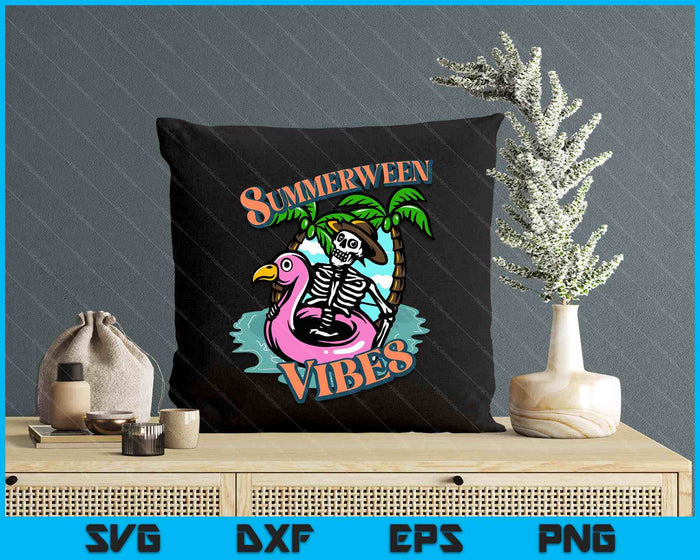 Summerween Vibes Skeleton Flamingo Float Summer Halloween SVG PNG Digital Cutting Files Summerween Vibes Skeleton Flamingo Float Summer Halloween SVG PNG Digital Cutting Files