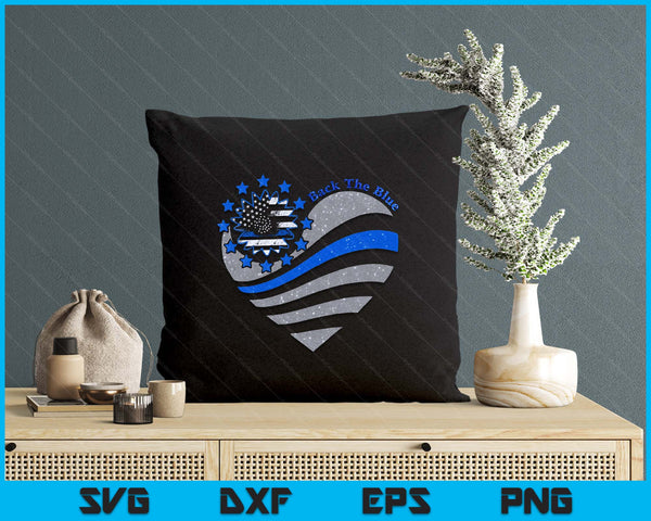Sunflower Thin Blue Line Police Heart Back The Blue Law Enfo SVG PNG Digital Printable Files
