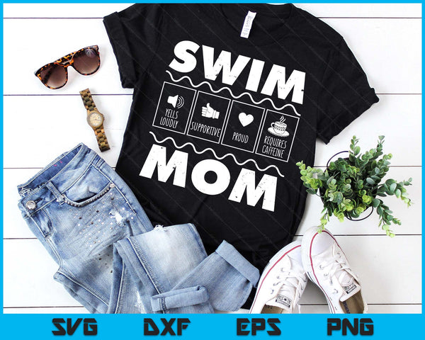 Swim Mom Contents Funny Swimming Mum Swimmer Mother's Day SVG PNG Digital Printable Files