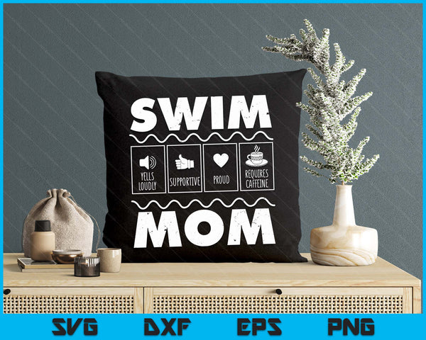 Swim Mom Contents Funny Swimming Mum Swimmer Mother's Day SVG PNG Digital Printable Files