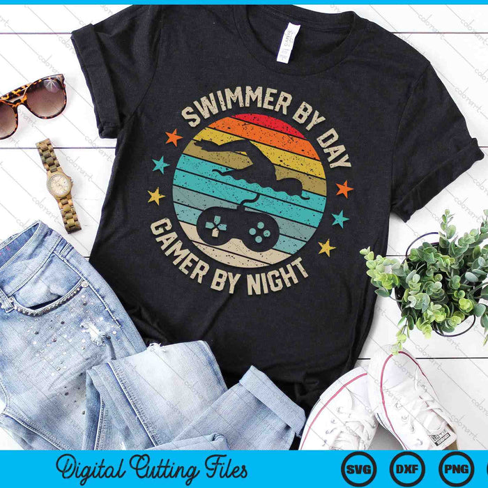 Swimmer By Day Gamer By Night Swimming Swim Lover Gaming SVG PNG Digital Printable Files Swimmer By Day Gamer By Night Swimming Swim Lover Gaming SVG PNG Digital Printable Files