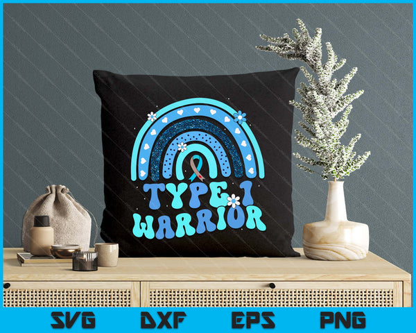 T1D Warrior Type 1 Diabetes Awareness Blue Ribbon SVG PNG Digital Printable Files