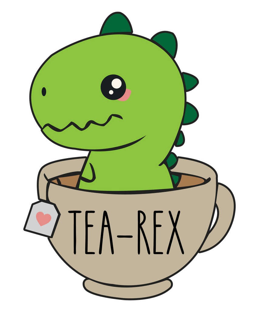 TeaRex Cute TRex Dinosaur Kawaii Funny Dino Pun SVG Cutting Files