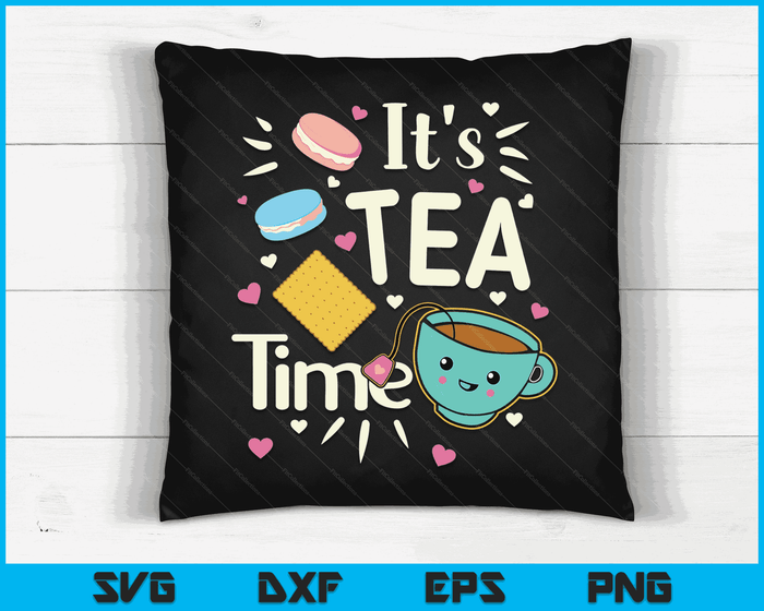 Tea Lover Cute Kawaii Teacup Cookies Macarons Tea Party SVG PNG Digital Cutting Files