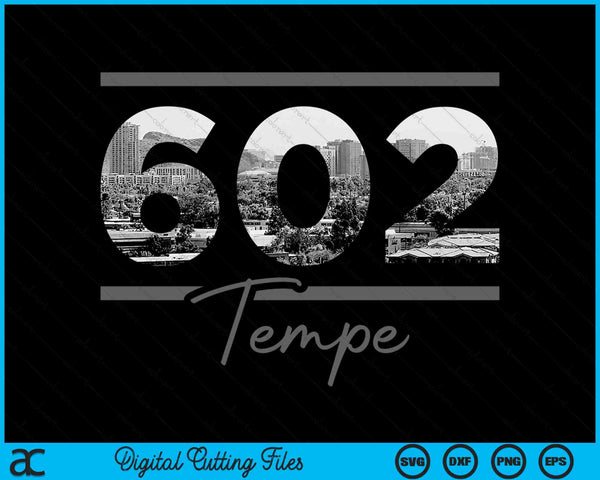 Tempe 602 Area Code Skyline Arizona Vintage SVG PNG Digital Cutting Files
