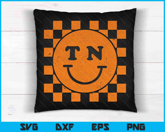 Tennessee geruit blij gezicht voetbalseizoen speldag SVG PNG snijden afdrukbare bestanden Tennessee geruit blij gezicht voetbalseizoen speldag SVG PNG snijden afdrukbare bestanden