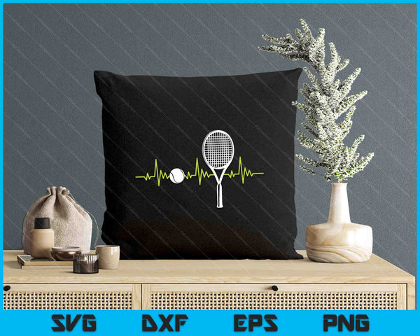 Tennis Ball Heartbeat Racket Tennis Player SVG PNG Digital Printable Files