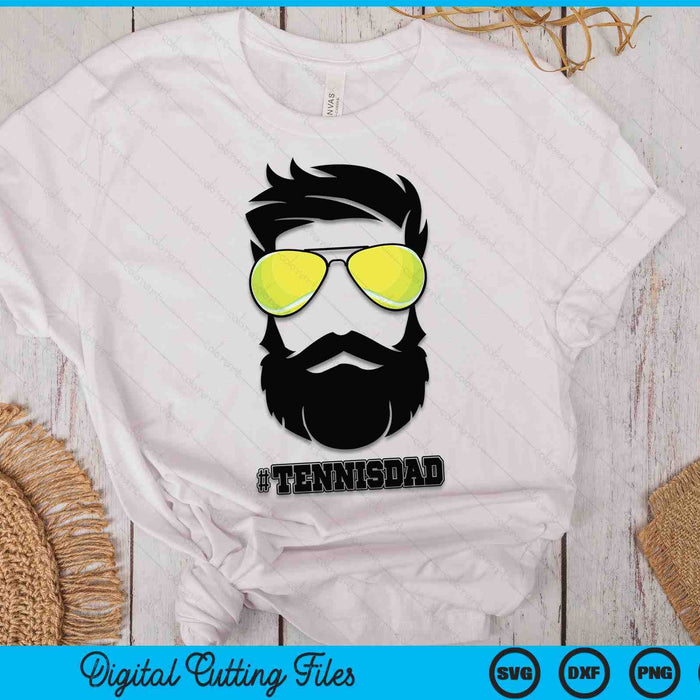 Tennis Dad With Beard And Cool Sunglasses SVG PNG Digital Printable Files