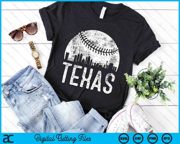 Texas Skyline Vintage Texas Baseball SVG PNG Digital Cutting Files