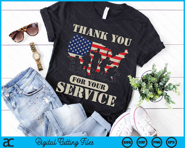 Thank You For Your Service Patriotic Veterans Day SVG PNG Digital Printable Files