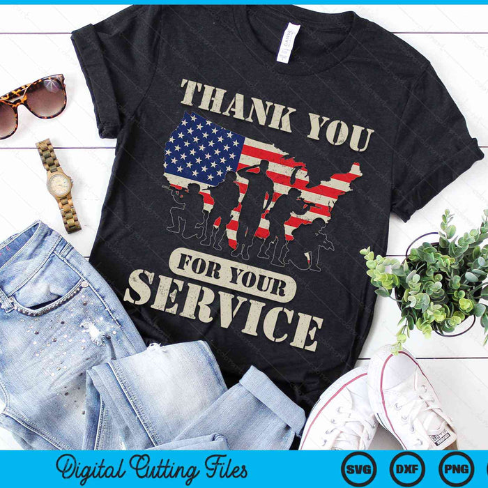 Thank You For Your Service Patriotic Veterans Day SVG PNG Digital Printable Files